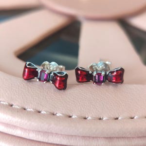プリンセススノーホワイトボウスタッドイヤリング、女性用イヤリング、ファッションジュエリー、彼女へのギフト、925スターリングシルバー