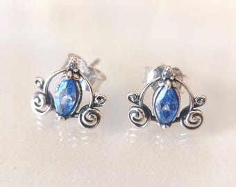 Orecchini a perno in argento sterling 925 a forma di carrozza di Cenerentola Disney, orecchini da donna, gioielli alla moda, regalo per lei, gioielli fatti a mano