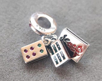 Sterling Silber Mahjong Tile Baumeln Charme: DIY Armband Anhänger