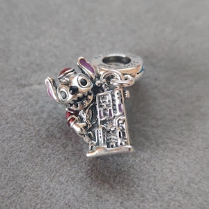 925 Sterling Silver Disney Stitch Dangle Charm For Pandora Charms Bracelets DIY Necklace Pendant Gift for her Handmade Jewelry
