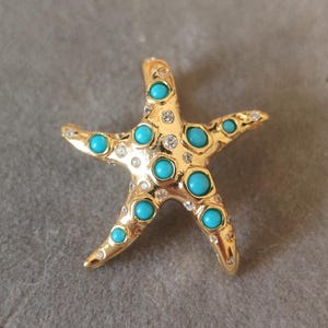 Blue Starfish Dangle Charm Fits Pandora Charms Bracelets Handmade Jewelry Gift for her Gold-plated Fashion Jewelry For Woman Girl Gift
