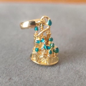 Disney Parks Gold-plated Blue Castle Dangle Charm Fits Pandora Bracelets,Handmade Jewelry,Gift for her,Fashion fine Jewelry,Silver Jewelry