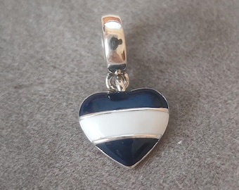 エルサルバドル国旗ハートチャーム：925スターリングシルバー製、パンドラ互換