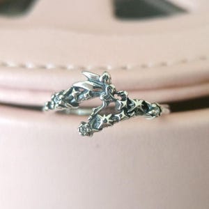 ティンカーベル スパークリングリング、女性用リング、ファッションジュエリー、彼女へのギフト、925 スターリングシルバー
