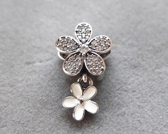 925 Sterling Silver Sparkling Daisy Flower Charm For Pandora Charms Bracelets DIY Necklace Pendant Gift for her