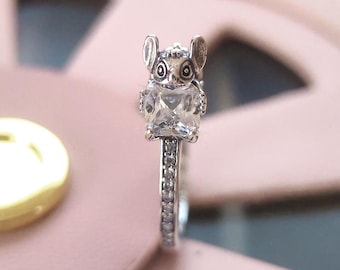 Disney Stitch & Stone Ring,Rings for Women,Fashion Jewelry,Handmade jewelry,Gift for her 925 Sterling Silver