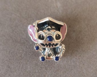 925 Sterling Silver Disney Stitch Graduation Charm For Pandora Charms Bracelets DIY Necklace Pendant Gift for her