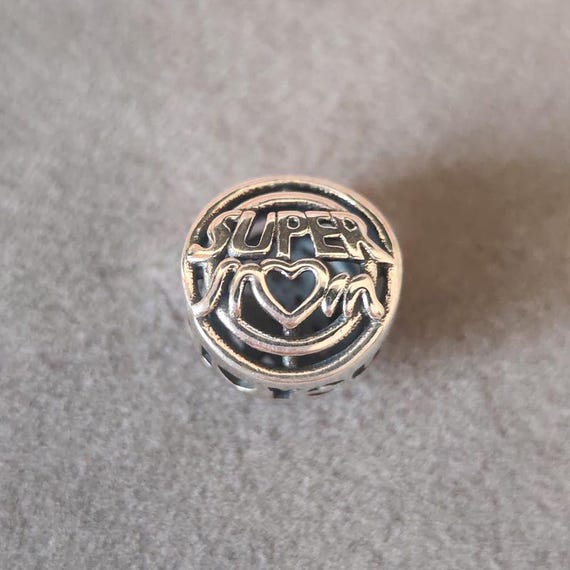 Sterling Silver Super Mom Charm: Pandora Bracelet Pendant