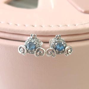 925スターリングシルバーディズニーシンデレラの馬車スタッドピアス、女性用ピアス、ファッションジュエリー、彼女へのギフト
