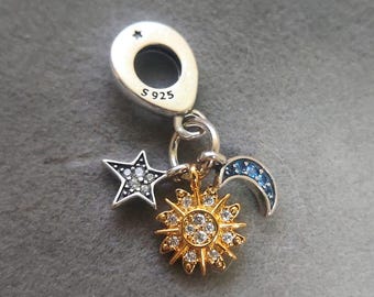 パンドラ用チャーム 925 スターリングシルバー 星と月 - Etsy 日本