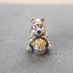 Disney 100th Pooh Bear Charm, 925 Silver Handmade Jewelry Pandora Compatible