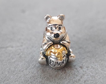 Disney 100th Anniversary Pooh Bear Charm For Pandora Charms Bracelets Gift for her 925 Silver Handmade Charm Jewelry