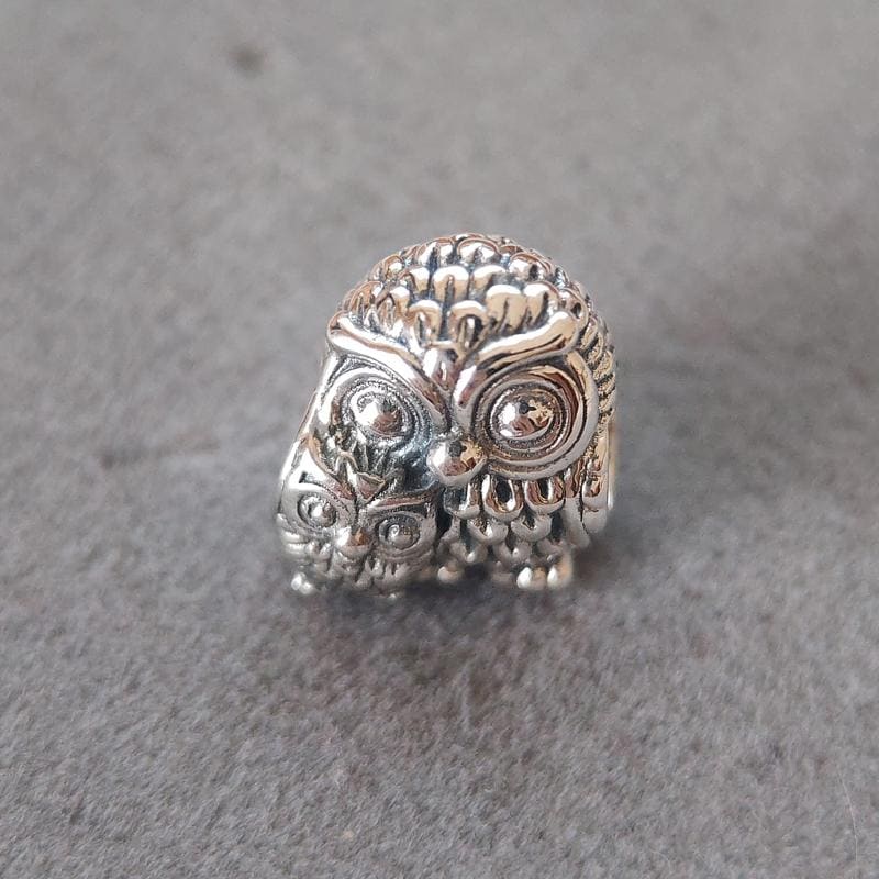 Ciondolo gufo con mamma e bambino, adatto per bracciali Pandora/gioielli fatti a mano/regalo per lei/gioiello con ciondolo in argento 925 per donna e ragazza