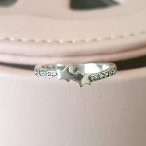 シューティングスタースパークリングリング、女性用リング、ファッションジュエリー、彼女へのギフト、925スターリングシルバー
