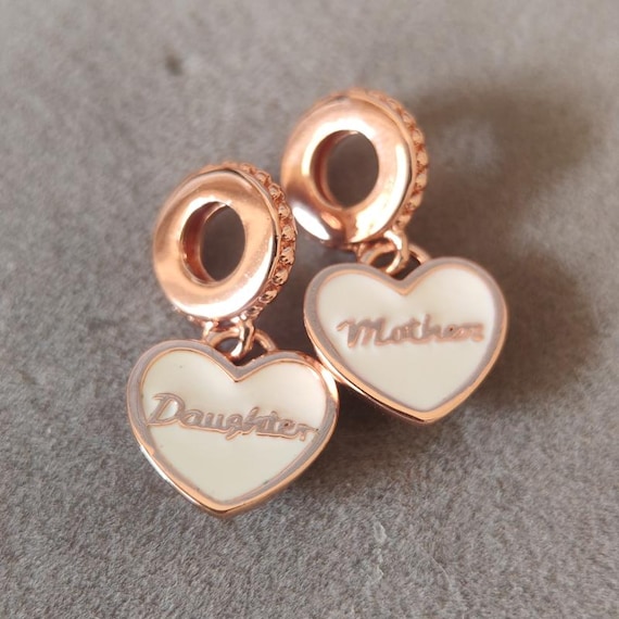 Buy Enamel Mother Daughter Heart Dangle Charm: Rose Gold Fits
