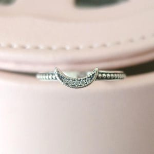 輝くムーンリング、女性用リング、ファッションジュエリー、彼女へのギフト、925スターリングシルバー