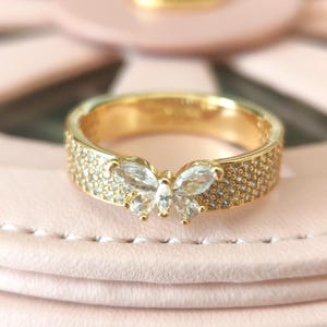 Anillo de mariposa atrevido para mujer, joyería de moda, regalo para ella chapado en oro