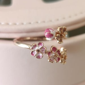 Pink Peach Blossom Open Ring,ring for Women,fashion Jewelry,gift for ...