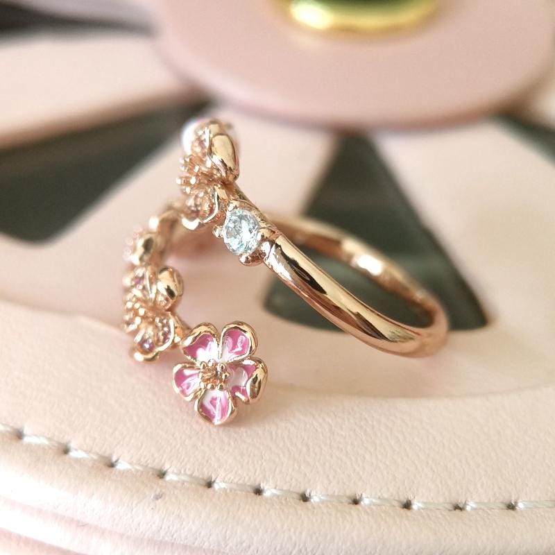Pink Peach Blossom Open Ring,ring for Women,fashion Jewelry,gift