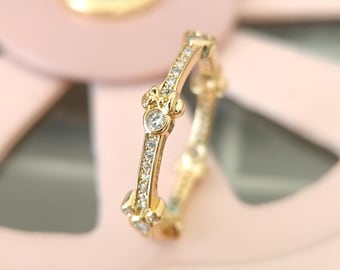 Błyszczący pierścień wieczności Myszki Miki i Minnie – pozłacany