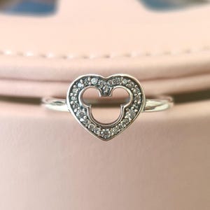 シャインミッキーシルエットリング、女性用リング、ファッションジュエリー、彼女へのギフト、925スターリングシルバー