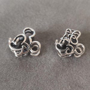 Disney Hollowed Mickey and Minnie Charm Fits Pandora Charms Bracelets DIY Handmade jewelry Gift for her 925 Silver Charm Fashion Jewelry