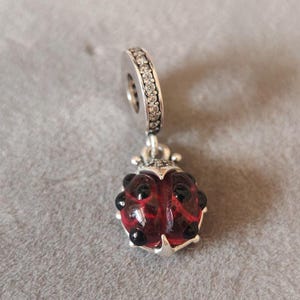Munora Red ladybug Dangle Charm For Pandora Charms Bracelets Necklace Pendant Gift for her 925 Silver Charm Fashion Jewelry for Women