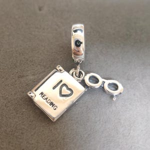 925 Sterling Silver I Love Reading Double Dangle Charm For Pandora Charms Bracelets DIY Necklace Pendant Gift for her