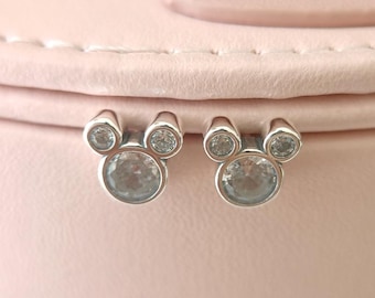 Pendientes de Mickey Mouse de plata de ley para mujer, joyería de moda