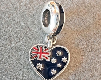 Australia Heart Flag Dangle Charm:fits Pandora Charm Bracelet Gift