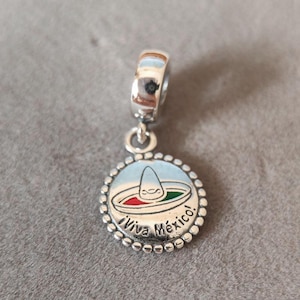 Mexico Straw Hat Dangle Charm For Pandora Charms Bracelets Necklace Pendant Gift for her 925 Silver Charm Handmade Jewelry