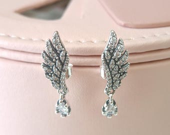 925 Sterling Silber Engel Flügel und Tropfen Ohrringe, Ohrringe für Frauen, Modeschmuck, Geschenk für sie