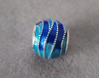 Blue Swirls 925 Silver Charm: DIY Bracelet Pendant