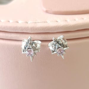 925 スターリングシルバー ディズニー キャッスル ピンク CZ スタッド イヤリング、女性用イヤリング、ファッションジュエリー、彼女へのギフト