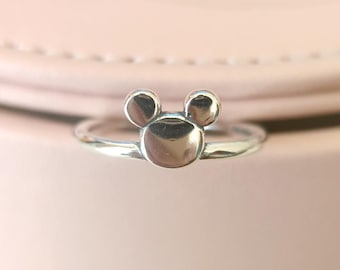 Mickey Mouse Head Ring,Rings for Women,Fashion Jewelry,Gift for her 925 Sterling Silver
