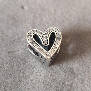 Sparkling Heart 925 Silver Charm for Pandora Bracelet