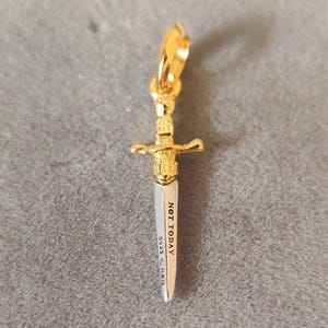 Two-tone Needle Dangle Charm Fits Pandora Charms Bracelets Necklace Pendant Gift for her 925 Silver bead Gift for him Gold-plated Charms