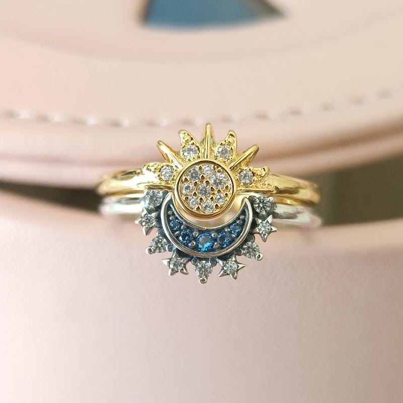Pandora sun and moon ring set - Etsy 日本