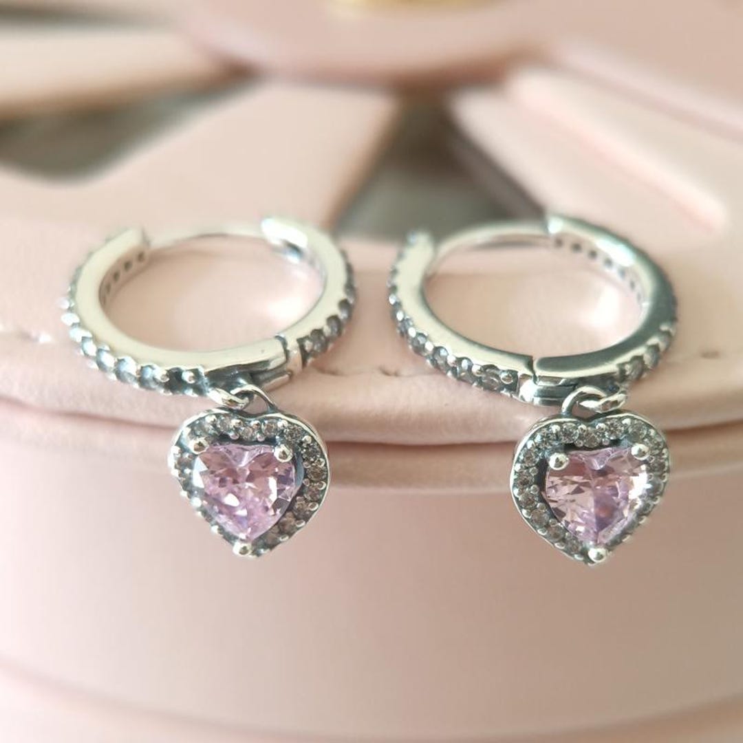 Boucles D'oreilles Clous Halo Rose Avec Cristaux - Plaqué Or Jaune Et Argenté - Neuves Sans Boîte
