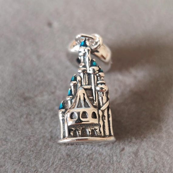 Disney Lano Paris Blue Castle Dangle Charm Fits Pandora Charms Bracelets DIY Necklace Pendant Gift for her Fashion Jewelry 925 Silver