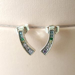 925 スターリングシルバー マルチカラー CZ スタッド イヤリング、女性用イヤリング、ファッション ジュエリー、彼女へのギフト