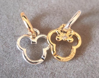 Zawieszka w kształcie sylwetki Myszki Miki i Myszki Minnie ze srebra próby 925