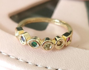 Anello Infinity Stones, anello per donna, gioielli di moda, regalo per lei placcato in oro