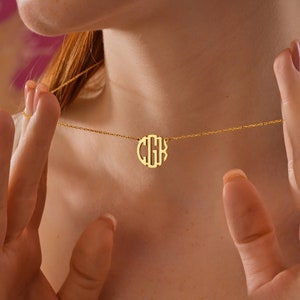 Elegante collar con logotipo de monograma personalizado: joyería con logotipo inicial personalizado, collar con nombre y iniciales de logotipo de moda, regalo perfecto para ella