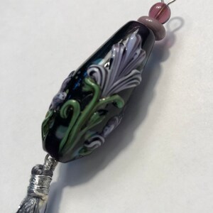 Violet Focal Bead with Applied Florals image 5