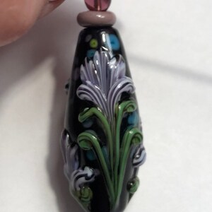 Violet Focal Bead with Applied Florals image 6