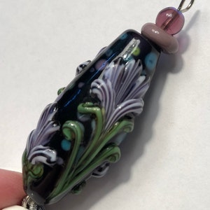 Violet Focal Bead with Applied Florals image 3