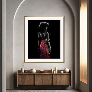 Schwarzes Mädchen Wandkunst, afroamerikanische Wandkunst, afrikanische Frau Kunst, schwarze weibliche Porträt, schwarze Schönheit Kunst, Mode Kunstdruck, Afro Kunst