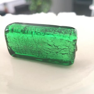 Emerald Green Murano Glass Rectangular Bead 44mm x 24mm