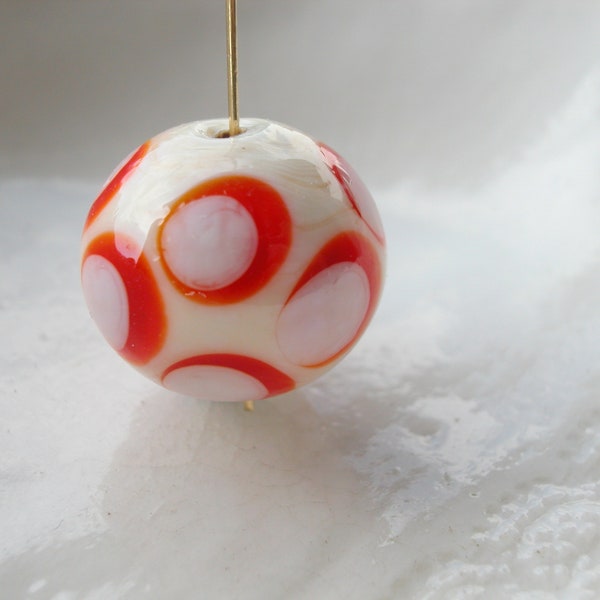 Murano Lampwork Polka Dot Bead, 17mm x 14mm